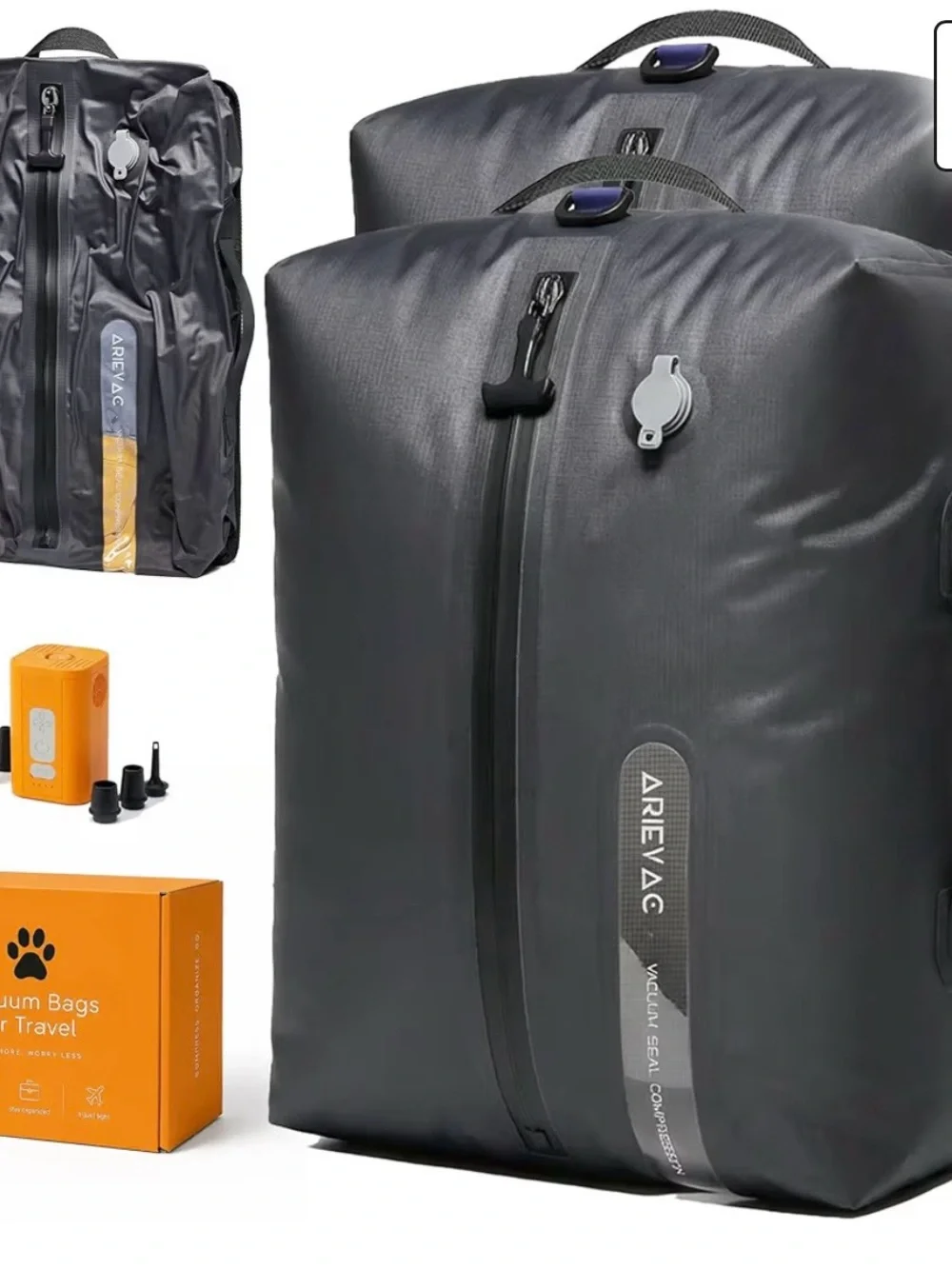 NEW - Vacuum Seal Bags for Travel w/Pump, 18L Compression Packing Cubes for Carr